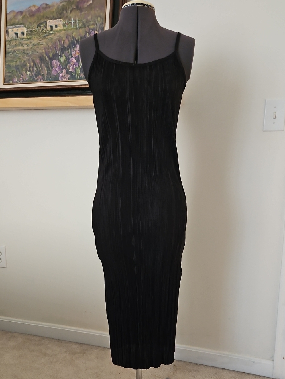 Nasty Gal Black Ribbed Slip Midi Dress